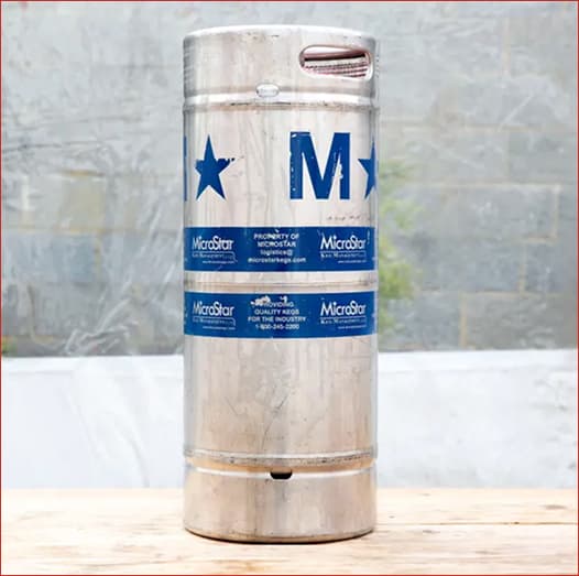 1/6 barrel keg, or sixtel keg, of beer