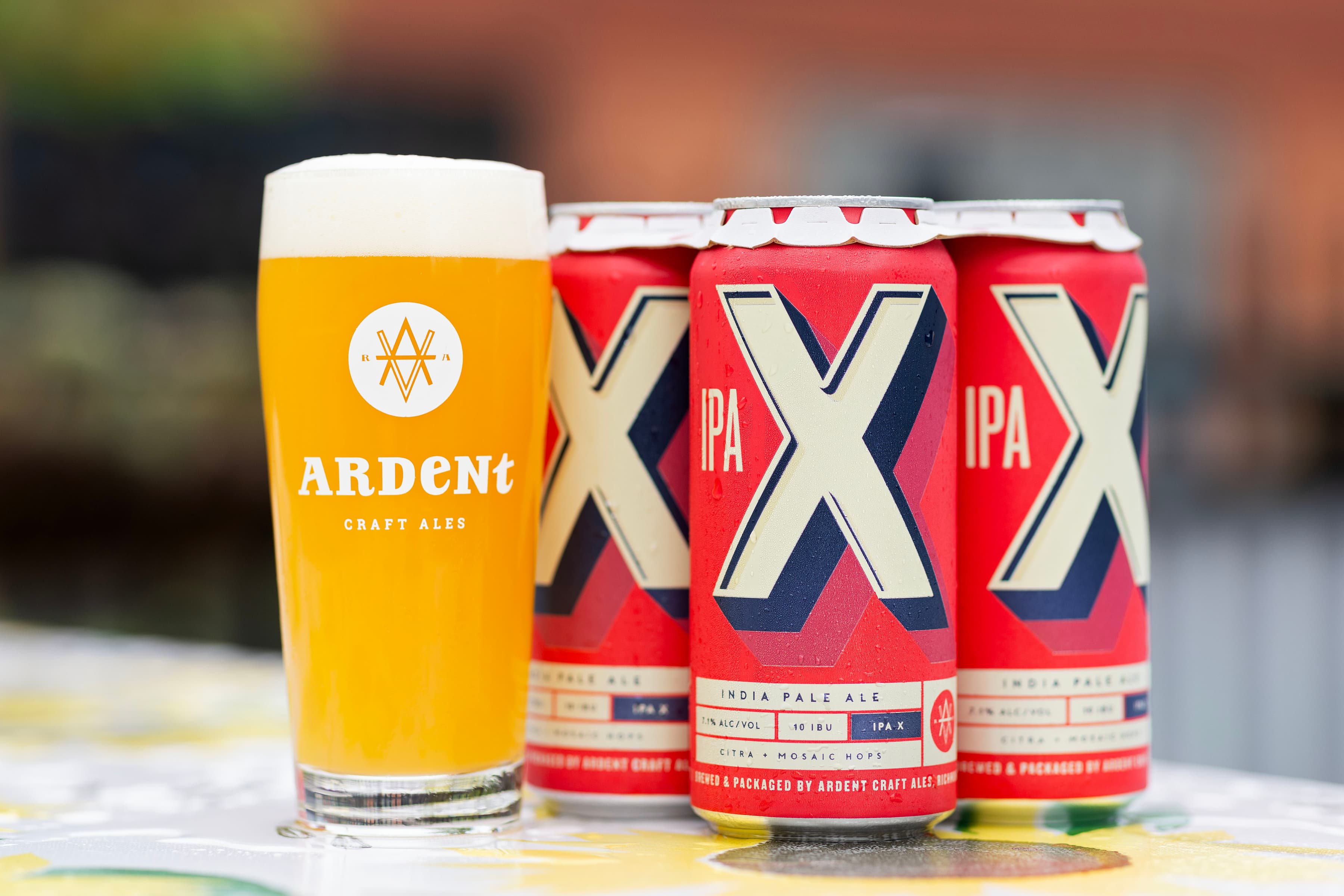 4-pack of 16oz cans and 16oz glass of IPA X